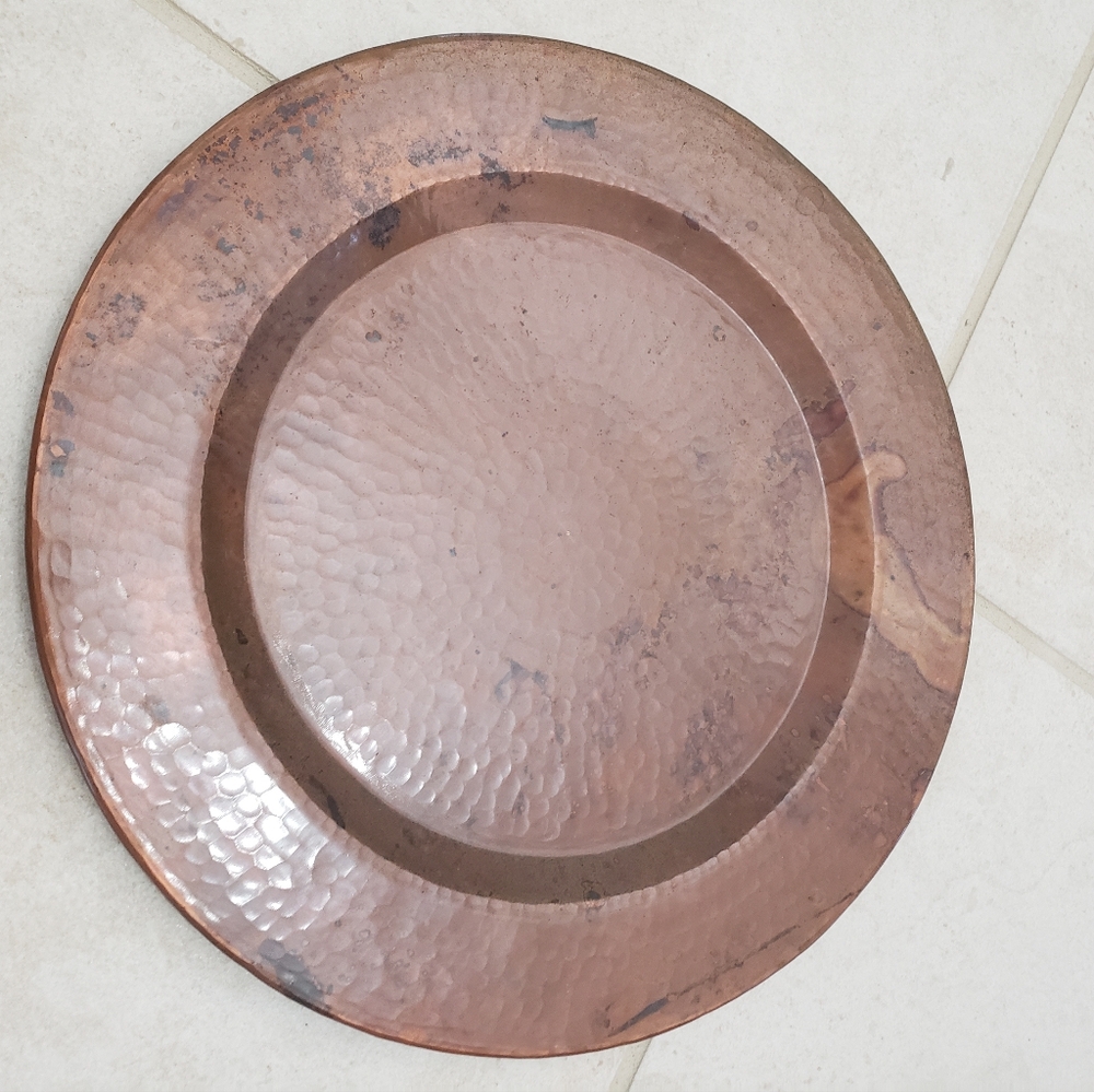 Hammered Copper Plate Charger /  Serving Tray - Picture 2 of 5